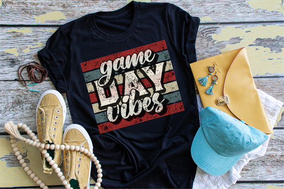 Game Day Vibes Vintage Look Screen Printed Shirt