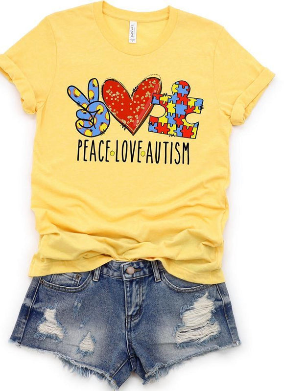 Peace Love Autism Screen Printed Shirt