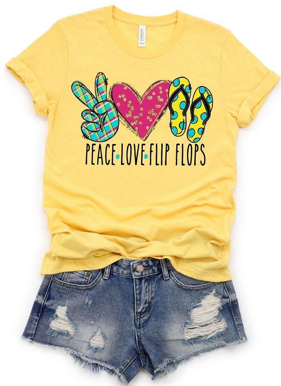 Peace Love Flip Flops Screen Printed Shirt