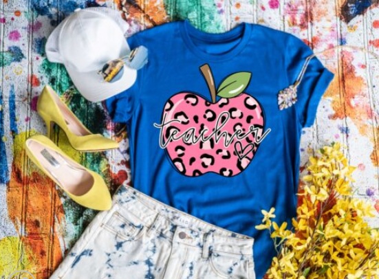 Teacher Pink Leopard Screen Printed Shirt