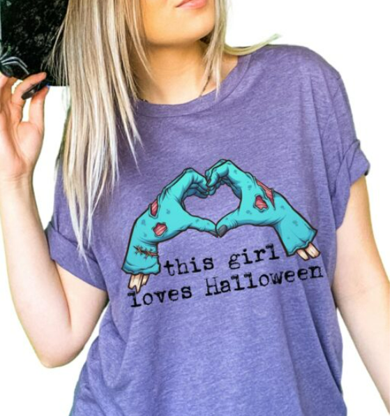 This Girl Loves Halloween Screen Printed Shirt