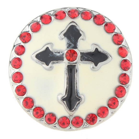 Snap - Cross with Red Rhinestone